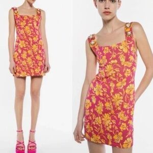 ZARA NWOT Floral Sleeveless Mini Dress 100% Cotton